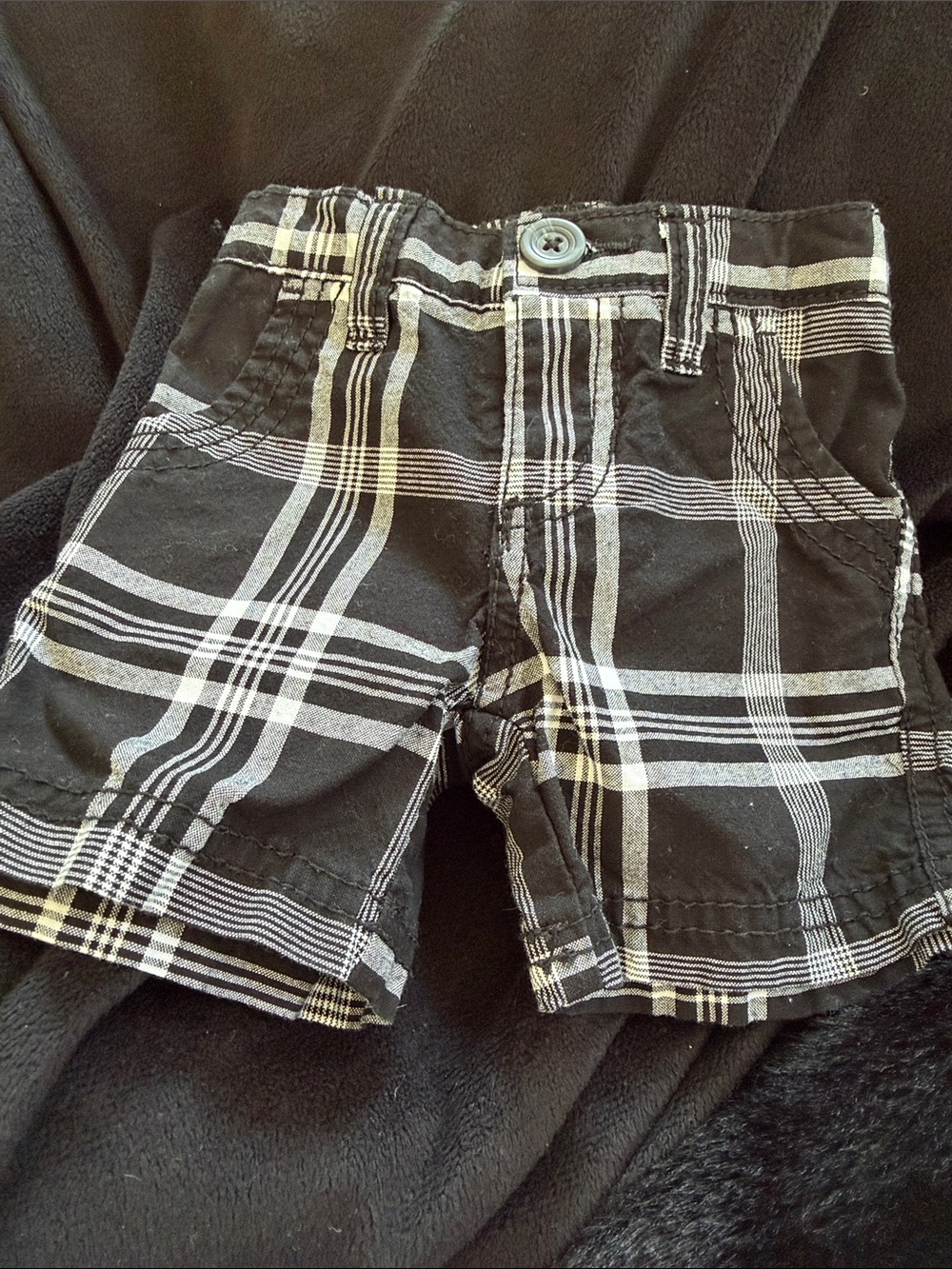 Old Navy Black & White Plaid Kids Shorts